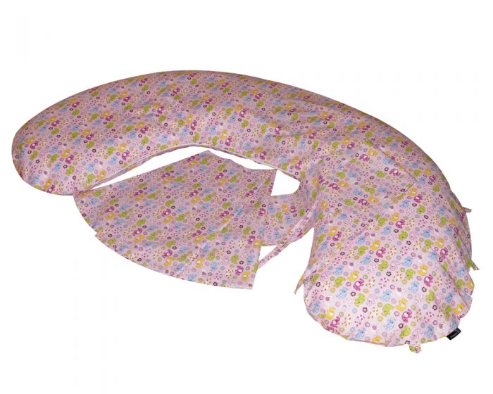 Amőba iker szoptatós párna állítható, és rögzíthető áthidaló pánttal (rózsaszín elefántos)